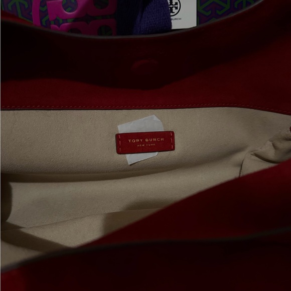 Authentic Tory Burch Slouch Suede Shoulder Bag Red - Picture 6 of 14